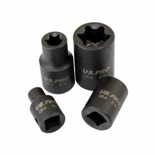 US PRO Tools 17pc 3/8" & 1/2" dr Impact E-Torx Socket Set E5 to E24 3420