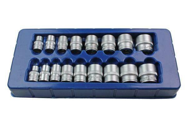 US PRO Tools 17pc 3/8 Dr Shallow Sockets Satin Finish 8 - 24mm 3256