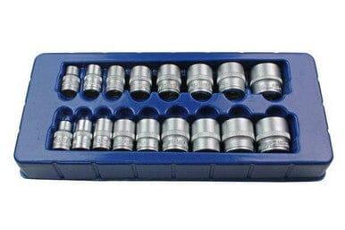 US PRO Tools 17pc 3/8 Dr Shallow Sockets Satin Finish 8 - 24mm 3256