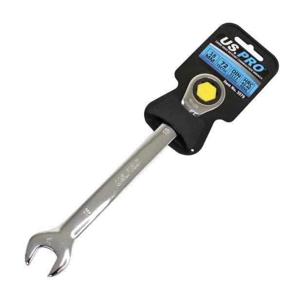 US PRO Tools 18mm Ratchet Spanner Wrench 72 Teeth Open & Ring End Wrench 3579