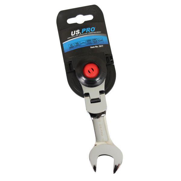 US PRO Tools 19MM Flexi Stubby Gear Ratchet Combination Spanner Wrench 3917