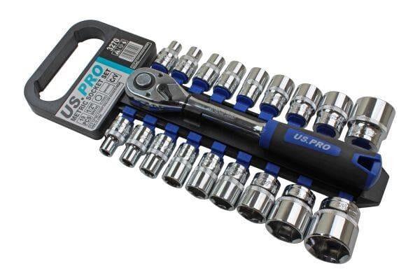 US PRO Tools 19pc 1/2" dr Metric Socket Set, Sockets, Ratchet 8 to 32mm 3270