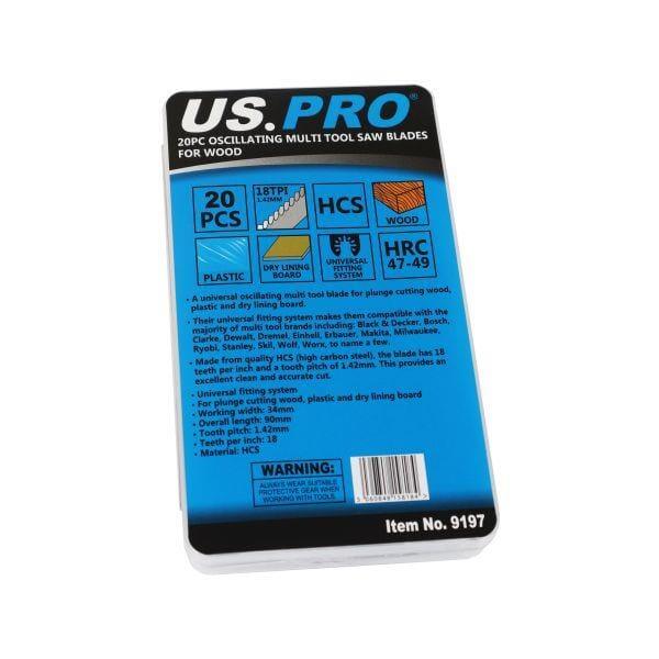 US PRO TOOLS 20pc Oscillating Multi Tool Saw Blades For Wood 18tpi 34mm 9197
