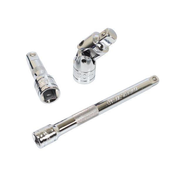 US PRO Tools 20pc Socket Extension Bar UJ Adapter Set 1/4" 3/8" 1/2" DR In Foam Tray 4235