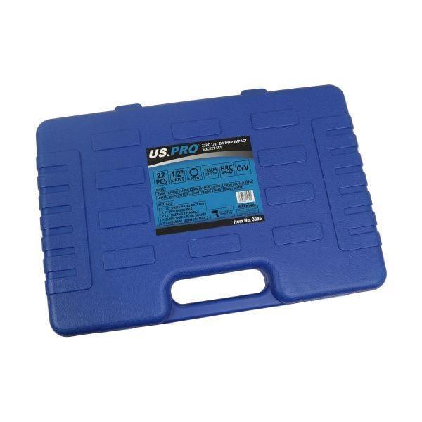 US PRO Tools 22pc 1/2" DR Deep Impact Socket Set 8 - 32mm 6 Point 3986