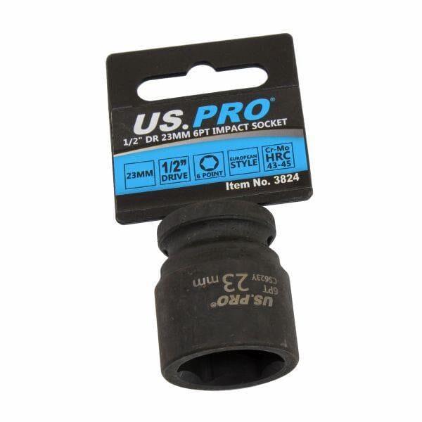 US PRO Tools 23mm Impact Socket 1/2" Drive 6 Point Single Hex 3824
