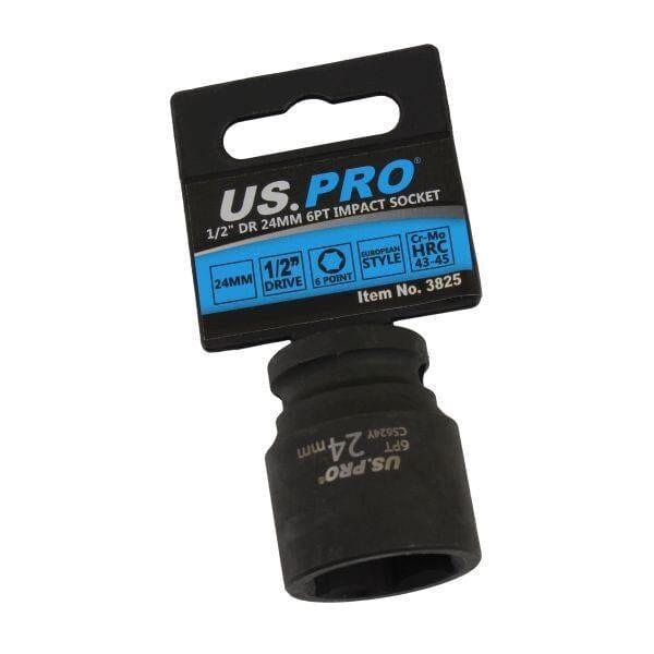 US PRO Tools 24mm Impact Socket 1/2" Drive 6 Point Single Hex 3825