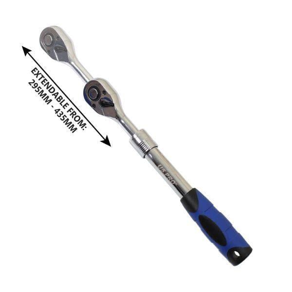 US PRO Tools 25pc 1/2" dr Extendable Ratchet Socket Set 10 - 32mm Sockets 6pt 3951