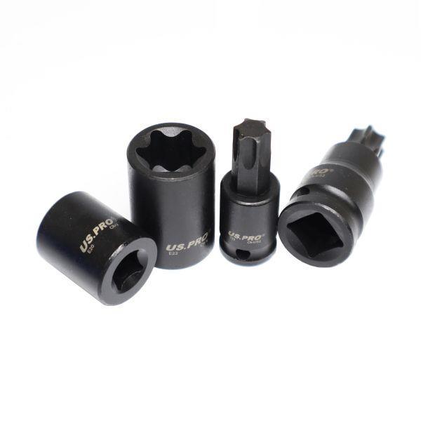 US PRO Tools 25pc 1/4 3/8 1/2” DR Impact E-Star Sockets & Star Bit Sockets Torx M&F 7521