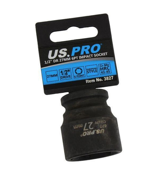 US PRO Tools 27mm Impact Socket 1/2" Drive 6 Point Single Hex 3827