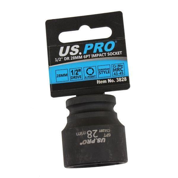 US PRO Tools 28mm Impact Socket 1/2" Drive 6 Point Single Hex 3828