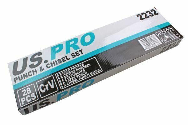 US PRO Tools 28pc Punch & Chisel Tool Set, Punches and Chisels 2232