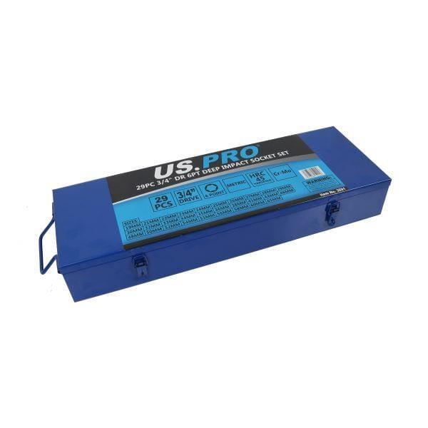 US PRO Tools 29PC 3/4" DR 6PT Deep Impact Metric Socket Set 19 - 65mm 3691