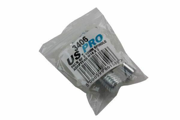 US PRO Tools 2pc Spindle Drill Adapters M14 x 2 Thread, 10mm Shaft 3406