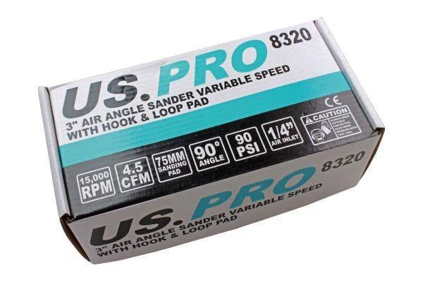 US PRO Tools 3" Air 90 Deg angle head Variable speed sander with hook & loop pad 8320