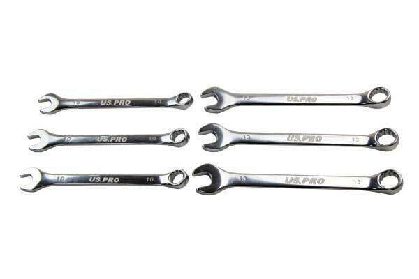 US PRO Tools 3 x 10mm and 3 x 13mm Metric Combination Spanners Wrench 2052
