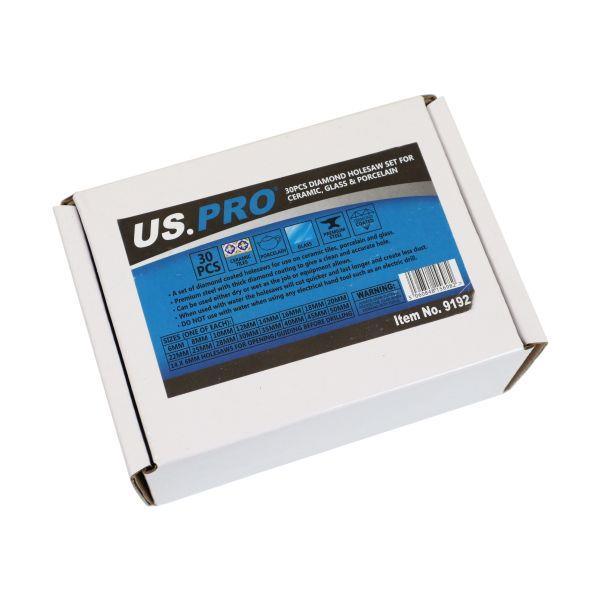 US PRO Tools 30pc Diamond Holesaw Set For Ceramic, Glass, Porcelain 9192