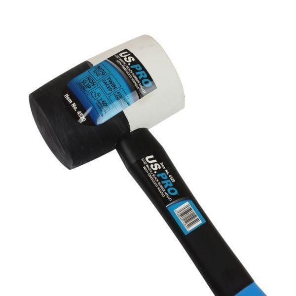 US PRO Tools 32oz White Black Rubber Mallet With Fibreglass Handle 4520