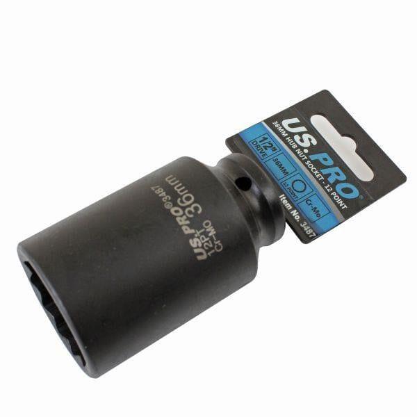 US PRO Tools 36mm 1/2" Drive Axle Hub Nut Socket 12 Point Deep Impact Socket 3487