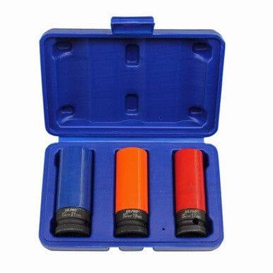 US PRO Tools 3pc 1/2" Dr Deep Impact Sockets For Alloy Wheels 17,19,21mm 3723