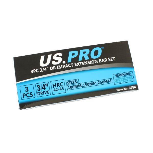 US PRO Tools 3pc 3/4" dr Impact Extension Bar Set Bars For Sockets 3950