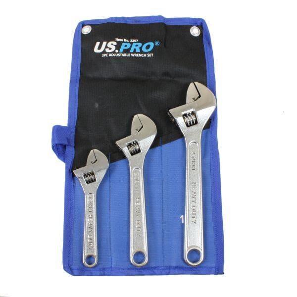 US PRO Tools 3pc Adjustable Wrench / Shifting Spanner Set 6" 8" 10" Chrome Finish 2297