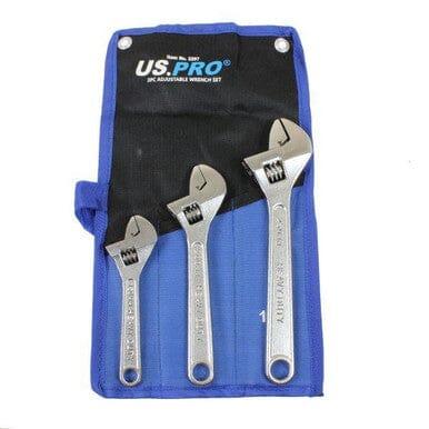 US PRO Tools 3pc Adjustable Wrench / Shifting Spanner Set 6" 8" 10" Chrome Finish 2297