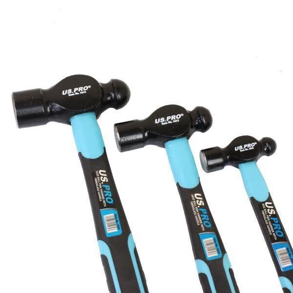 US PRO Tools 3PC Ball Pein Hammer With Fibreglass Handle 8, 16, 32oz 4543