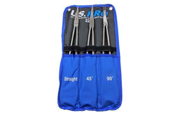 US PRO Tools 3pc Extra Long Nose Pliers Set 400mm Straight Bent Angled 2259