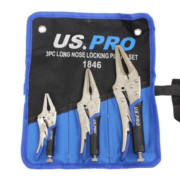 US PRO Tools 3pc Long Nose Locking Plier Pliers Set 4.5-10" Mole Grips Clamps 1846