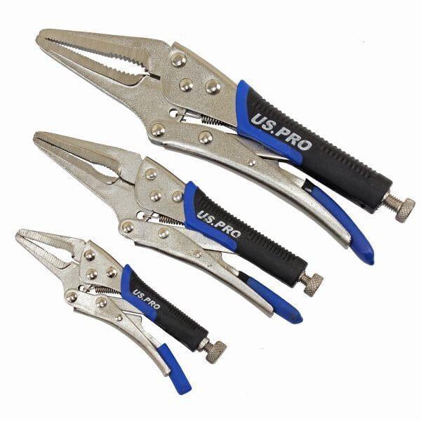 US PRO Tools 3pc Long Nose Locking Plier Pliers Set 4.5-10" Mole Grips Clamps 1846