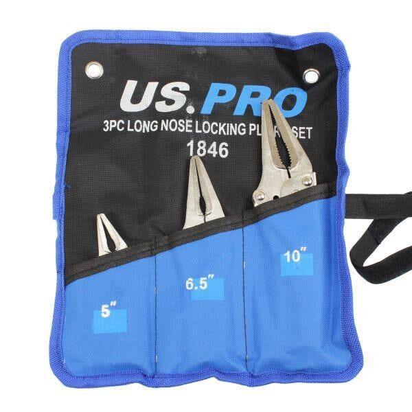 US PRO Tools 3pc Long Nose Locking Plier Pliers Set 4.5-10" Mole Grips Clamps 1846
