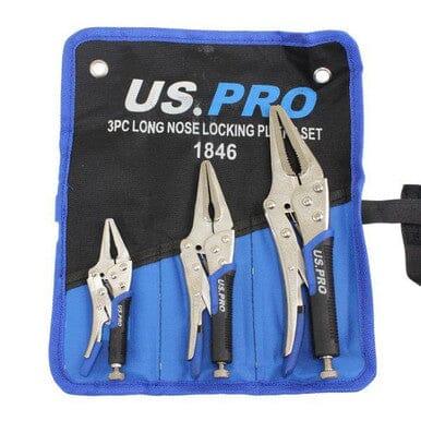 US PRO Tools 3pc Long Nose Locking Plier Pliers Set 4.5-10" Mole Grips Clamps 1846