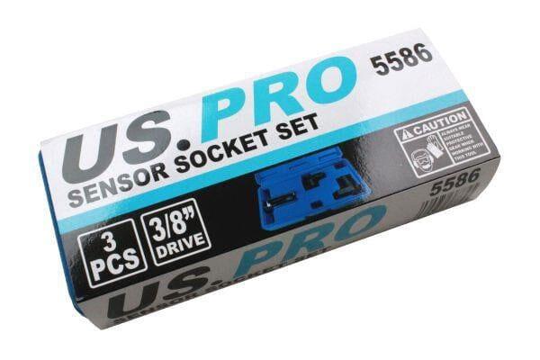 US PRO Tools 3pc Oxygen Sensor Socket Wrench Set 5586