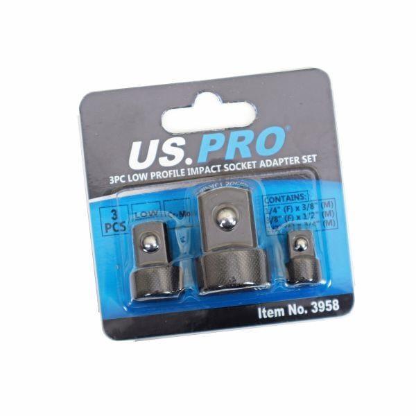 US PRO Tools 3pc Super Low Profile Impact Socket Adaptor Reducer Sockets 3958