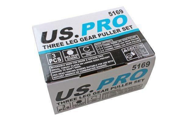 US PRO Tools 3pc Three Leg Gear Puller Set With Reversible Arms 75, 100, 150mm 5169