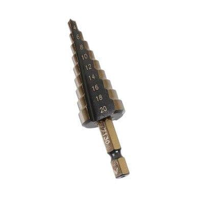 US PRO Tools 4 - 20mm HSS-G+ Step Drill Step Cone 1/4" Hex Shank 7130