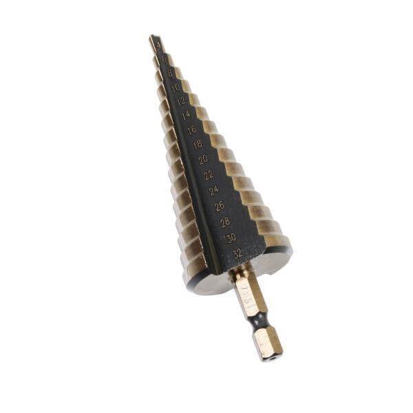 US PRO Tools 4 - 32mm HSS-G+ Step Drill Step Cone 1/4" Hex Shank 7131