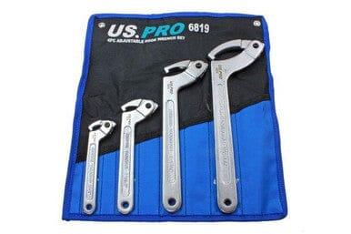 US PRO Tools 4 Piece Adjustable Hook Wrench Set 3/4" - 7/10" 6819