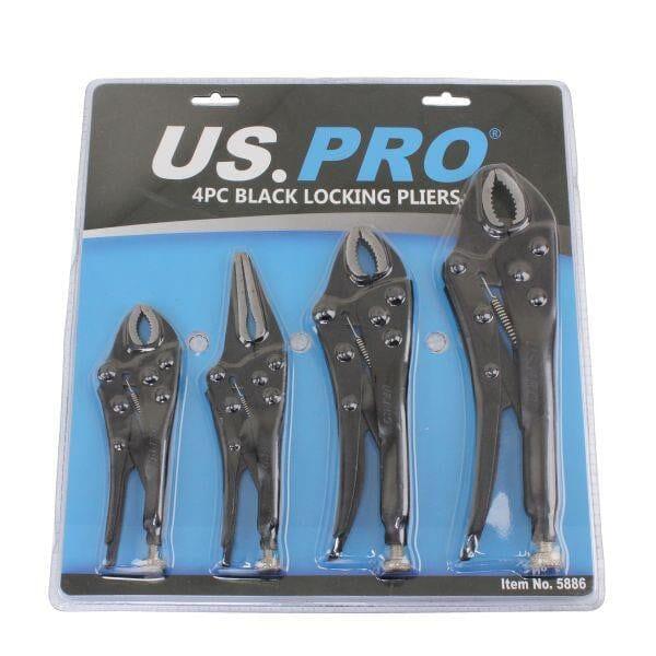 US PRO Tools 4 Piece Locking Pliers Mole Grips Adjustable Wrench Pliers Long Nose 5886