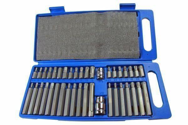 US PRO Tools 40pc Torx/Spline & Hex Bit 10mm 3/8" & 1/2" Drive Bit Holder Set 2200