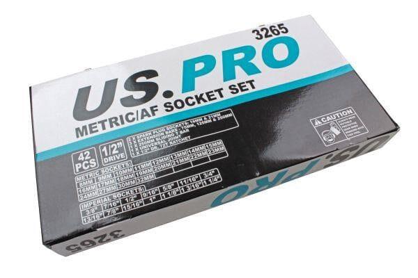 US PRO Tools 42 Piece 1/2" Dr Socket Set Metric / AF 3265