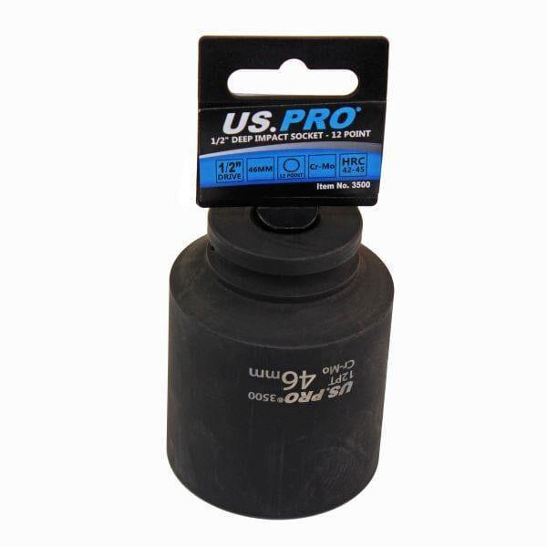 US PRO Tools 46mm 1/2" dr 12 Point Deep Impact Socket 85mm Long 3500