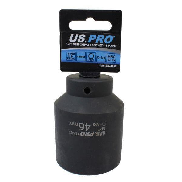 US PRO Tools 46mm 1/2" dr 6 Point Deep Impact Socket 79mm Long 3502