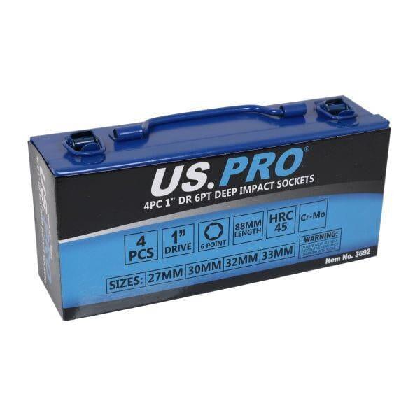 US PRO Tools 4PC 1" DR 6PT Deep Impact Sockets 27,30,32,33mm 3692