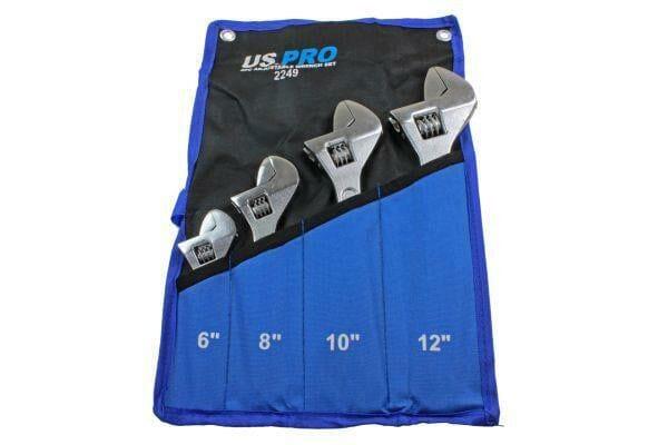 US PRO Tools 4pc Adjustable Wrench / Shifting Spanner Set 6" 8" 10" 12"  Chrome Finish 2249