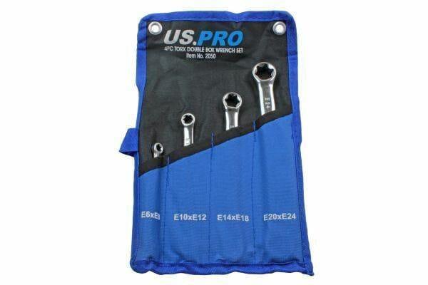 US PRO Tools 4pc Double E-Torx / Female Tox Star Wrench Spanner Set E6 - E24 2050