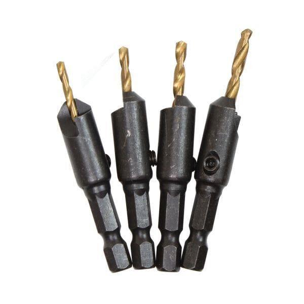 US PRO Tools 4pc Drill and Countersink Bit Set Quick Change HSS-G Titanium Coated 7126