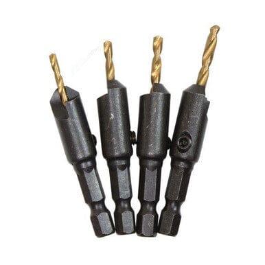 US PRO Tools 4pc Drill and Countersink Bit Set Quick Change HSS-G Titanium Coated 7126