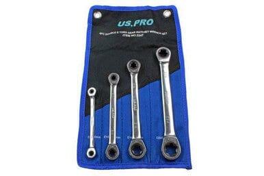 US PRO Tools 4pc Metric Double E-Torx Gear Ratchet Spanner Set E6 - E24 2247